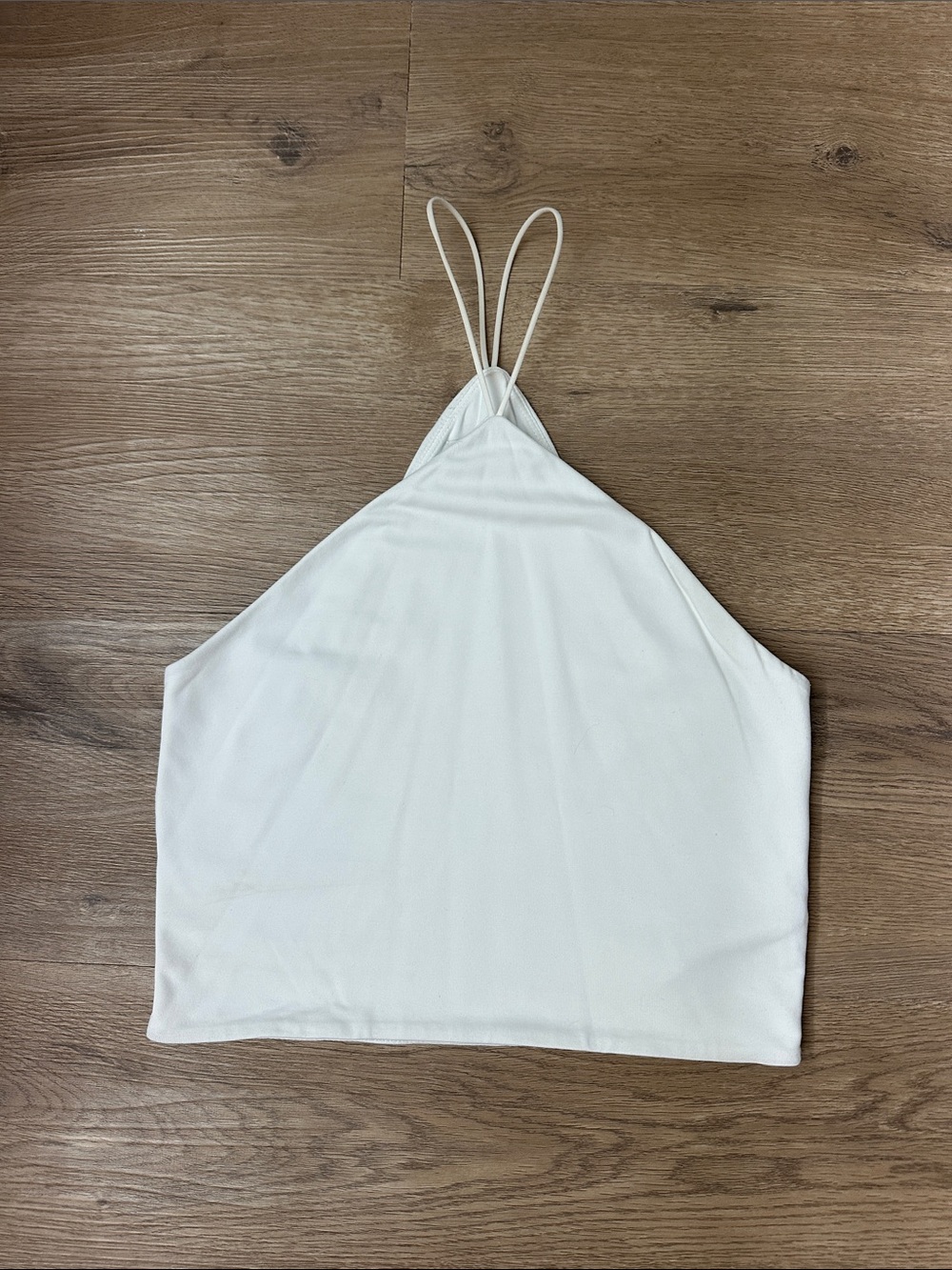 Aritzia White Double-Strap Halter Crop Top